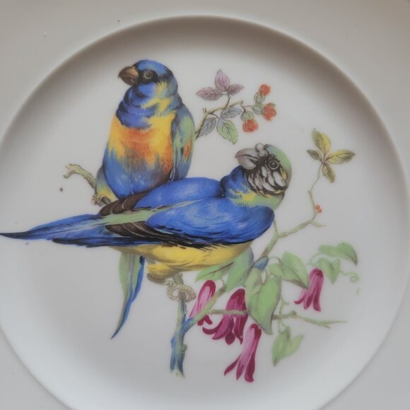 Set Of 2 Western Germany Bird Motif Decorative Plates With Gold Rim - Picture 2 of 8